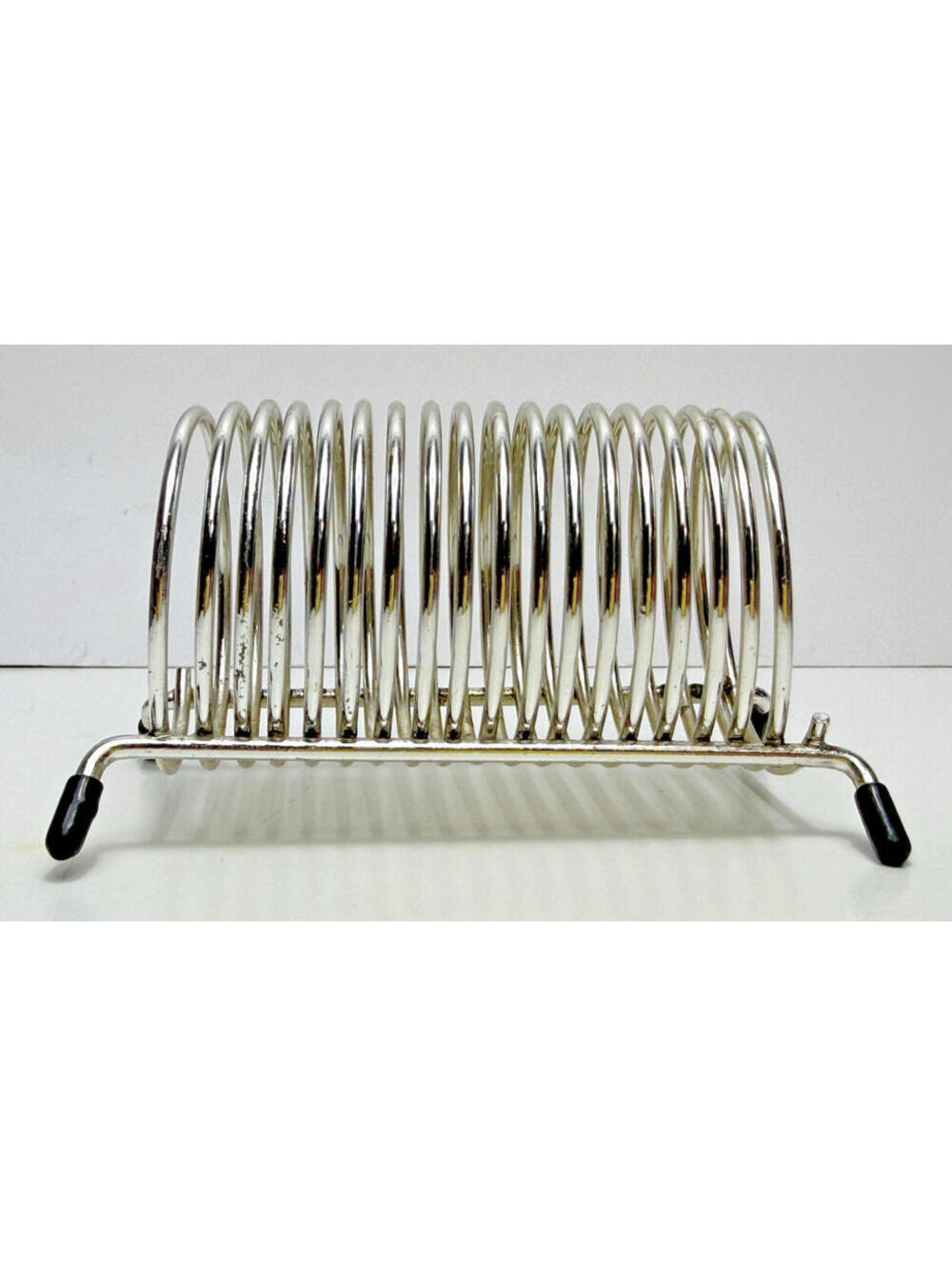 Vtg Silver Coil Desk Memo Letter Bill Mail Holder MCM Spiral Small Mini
